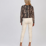 Jachetă scurtă cu guler tip cămașă animal print maro HL224
