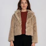 Jachetă scurtă din blană artificială beige PN153