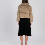 Jachetă scurtă din blană artificială beige PN153