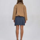 Jachetă scurtă tip bomber cu guler şi fermoar beige HL255
