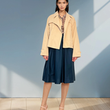 Jachetă tip trench cu cordon în talie beige HL048