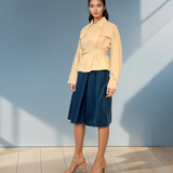Jachetă tip trench cu cordon în talie beige HL048