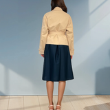 Jachetă tip trench cu cordon în talie beige HL048
