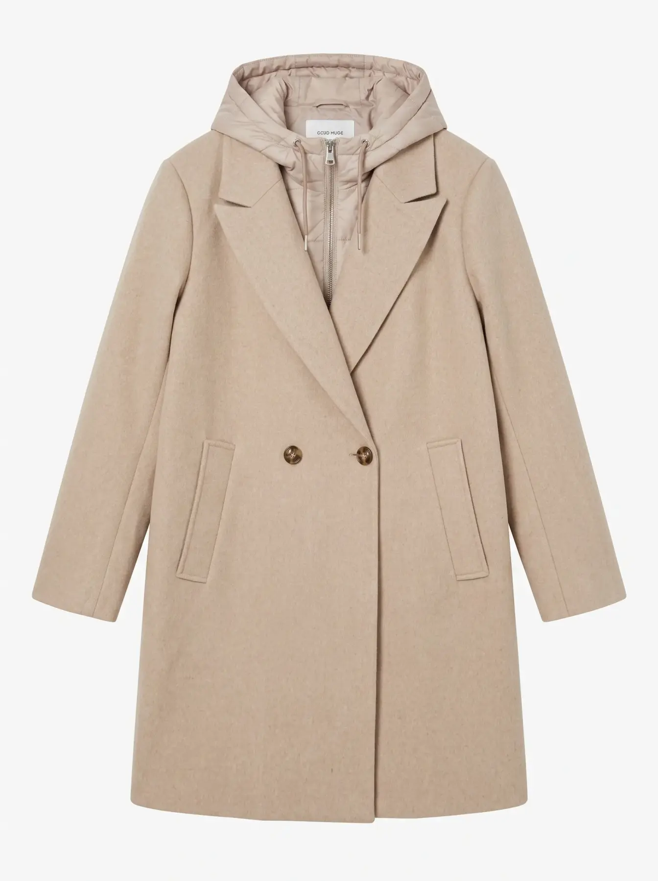 Palton la două rânduri cu glugă beige VERO MODA VM001