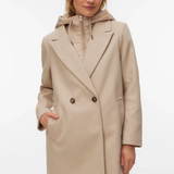Palton la două rânduri cu glugă beige VERO MODA VM001
