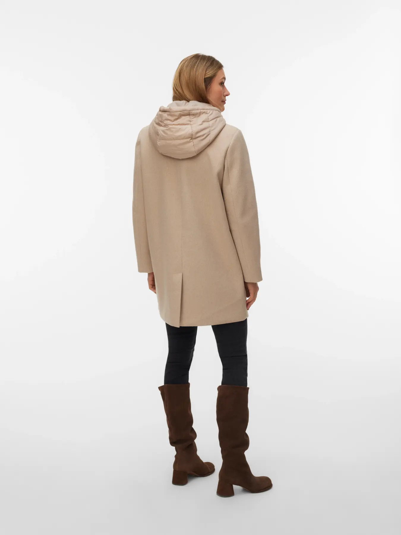 Palton la două rânduri cu glugă beige VERO MODA VM001
