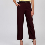 Pantaloni cu croi larg grena PN146