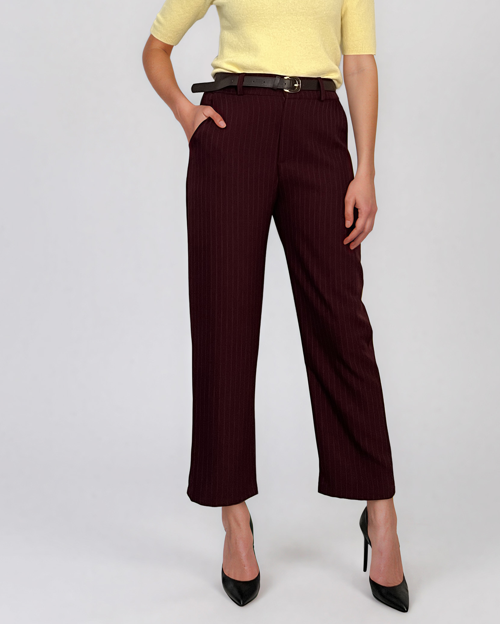 Pantaloni cu croi larg grena PN146