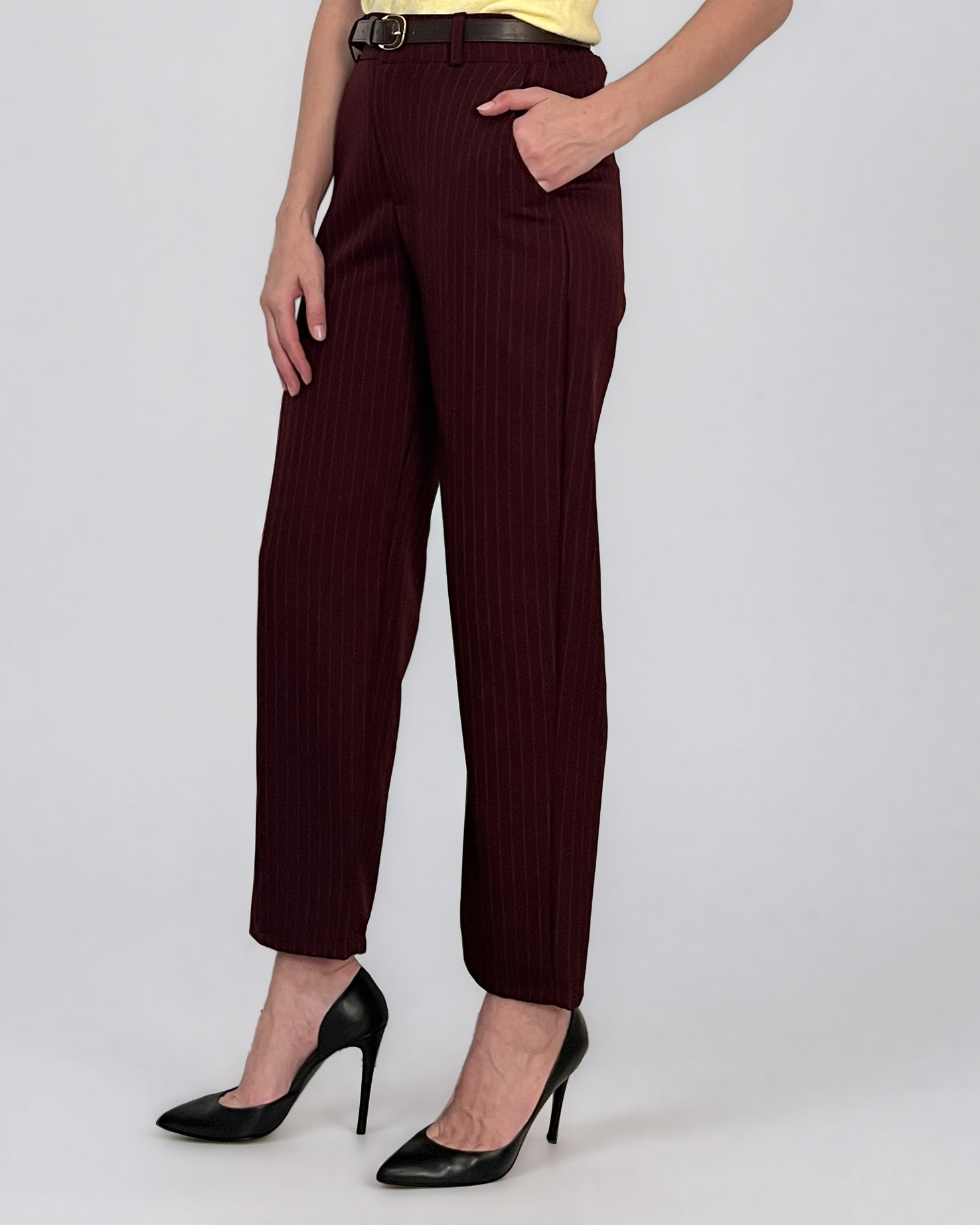 Pantaloni cu croi larg grena PN146