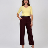 Pantaloni cu croi larg grena PN146