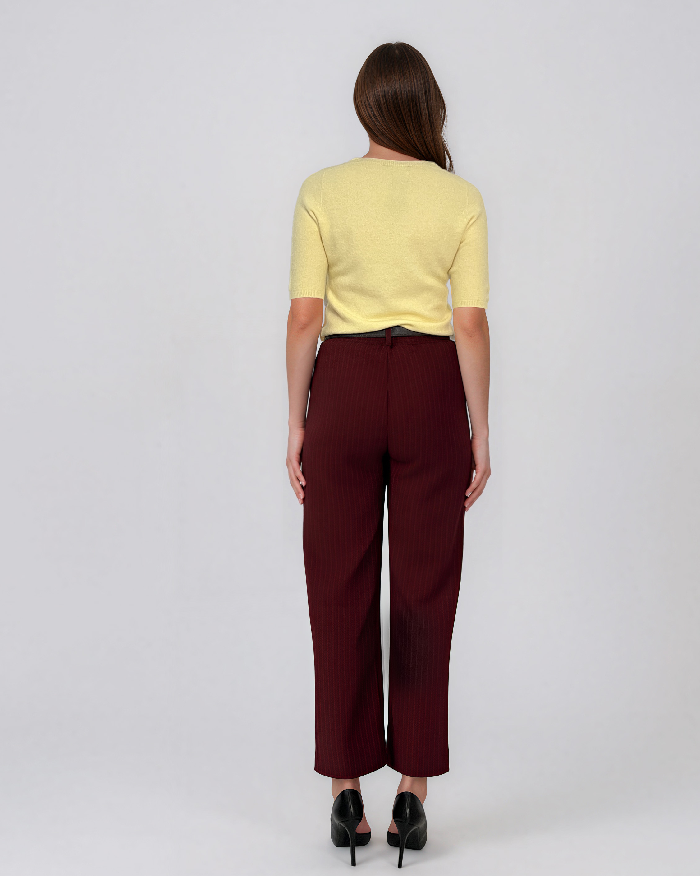 Pantaloni cu croi larg grena PN146