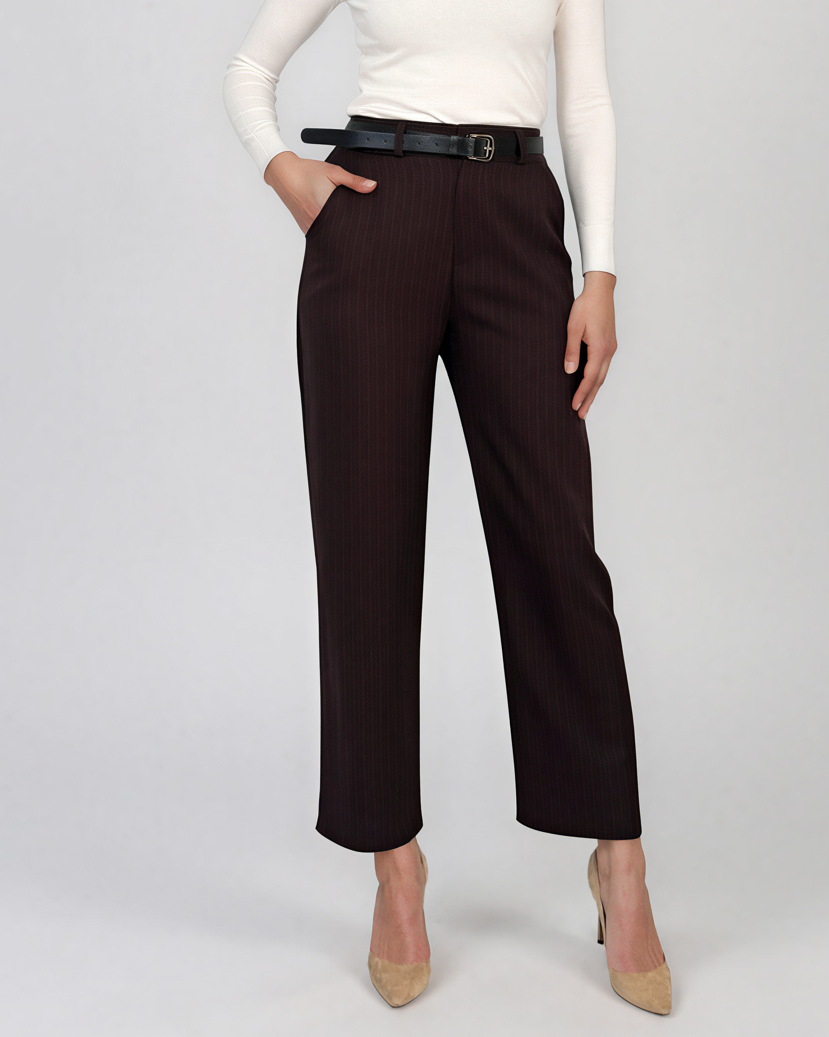 Pantaloni cu croi larg maro PN146