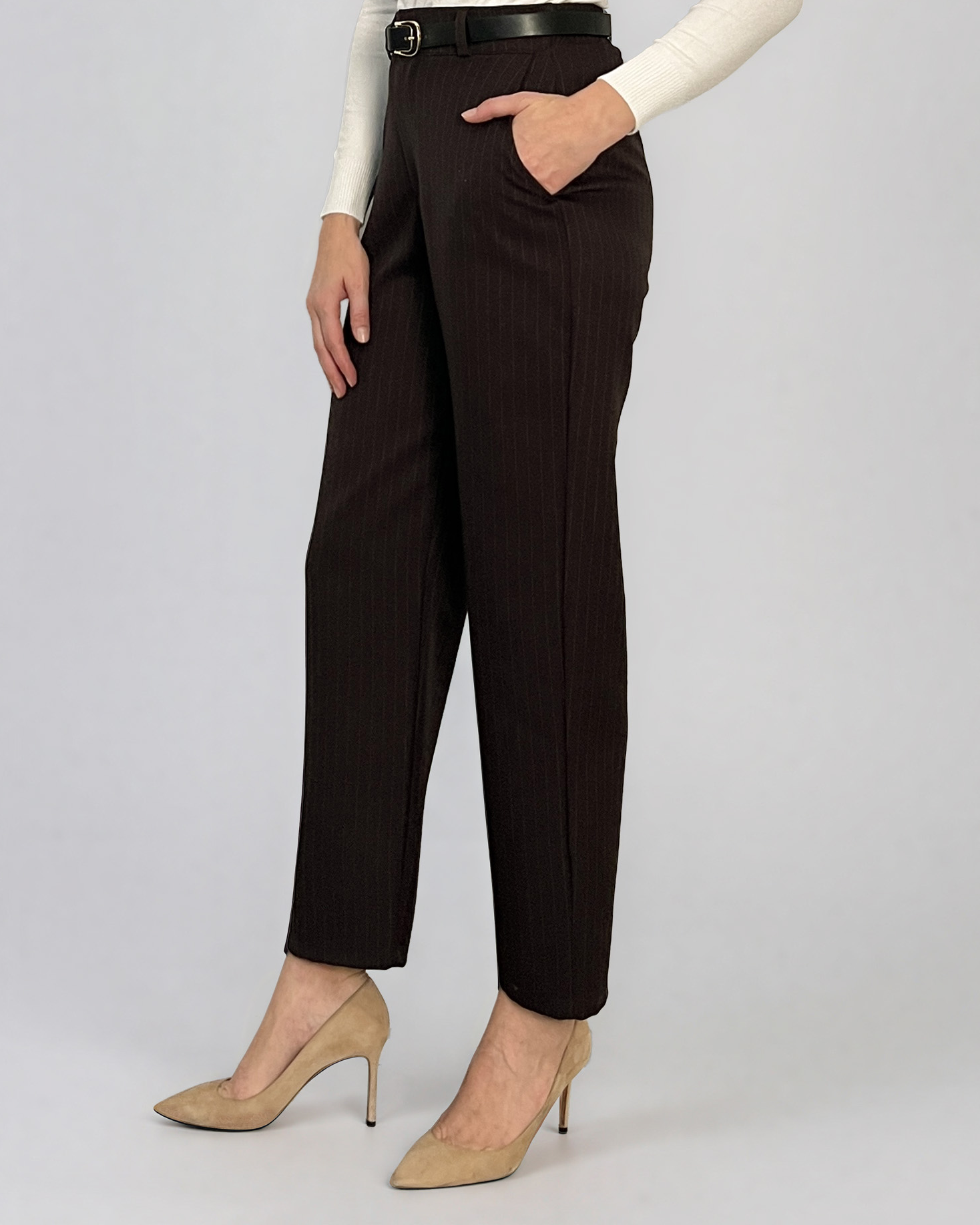 Pantaloni cu croi larg maro PN146