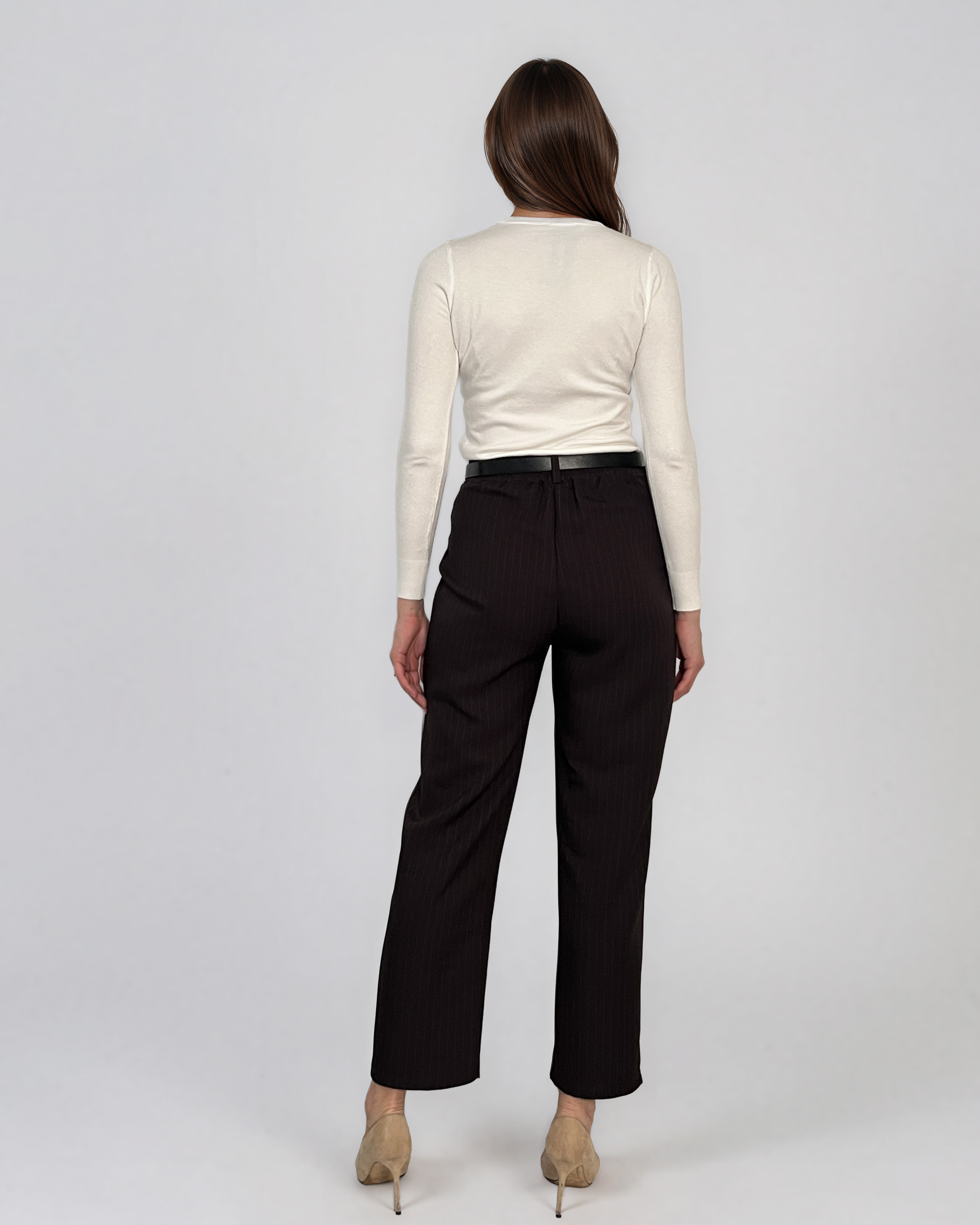 Pantaloni cu croi larg maro PN146