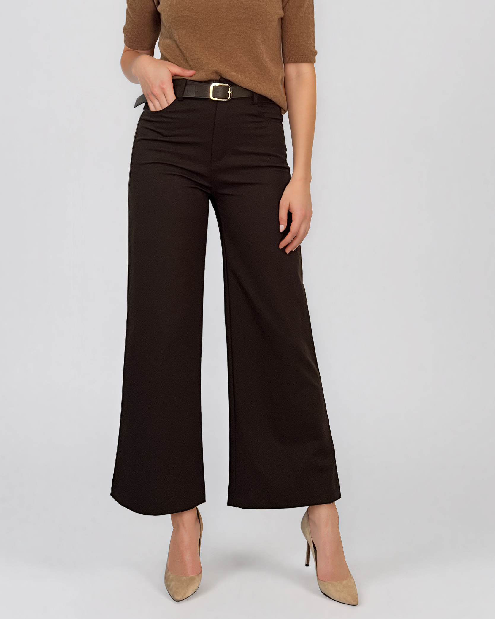 Pantaloni cu croi larg maro PN149