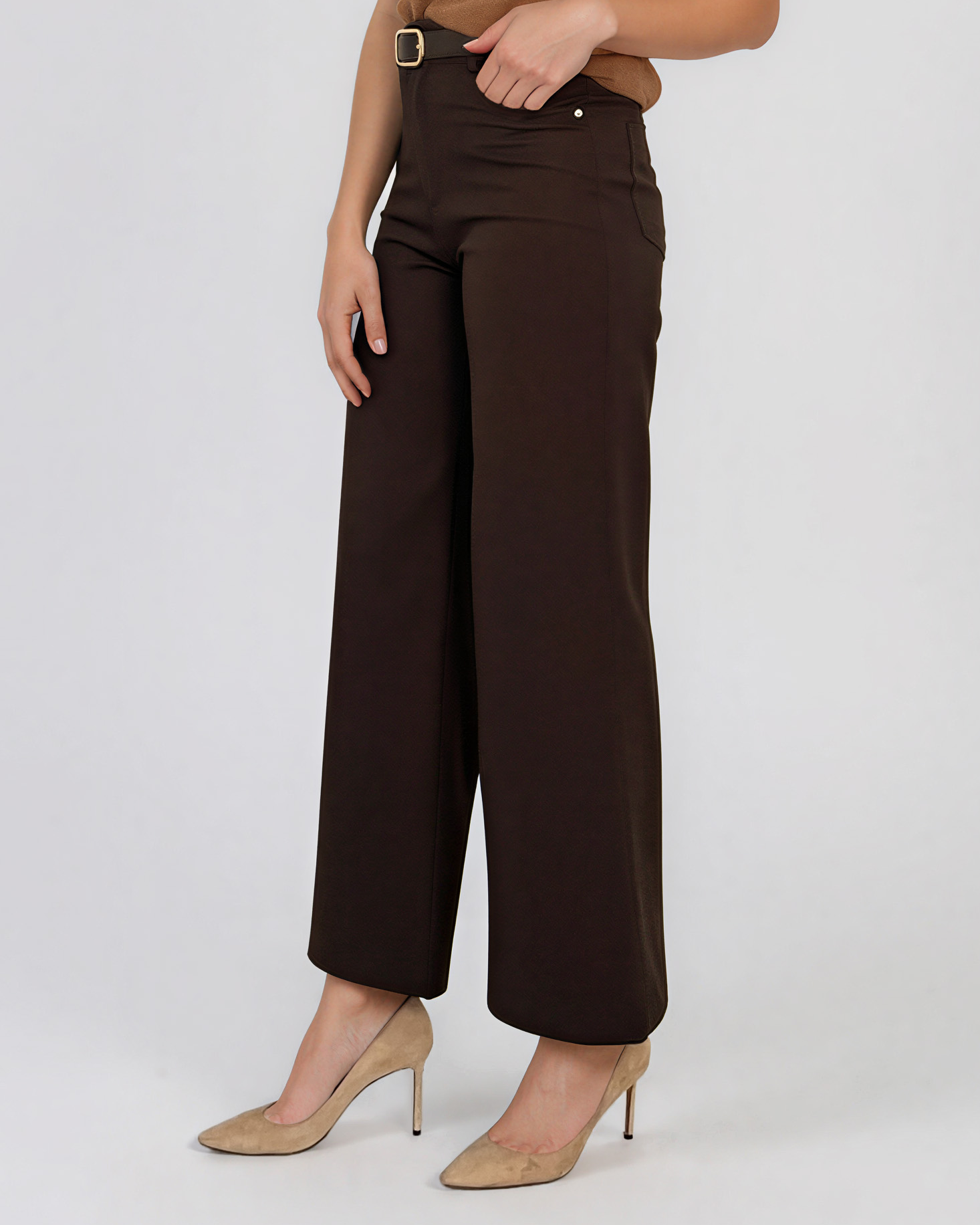 Pantaloni cu croi larg maro PN149