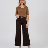 Pantaloni cu croi larg maro PN149