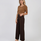 Pantaloni cu croi larg maro PN149