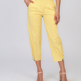 Pantaloni cu dungi și nasturi decorativi galben HL083