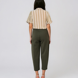Pantaloni cu dungi și nasturi decorativi kaki HL083