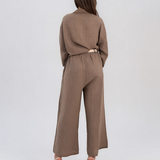 Pantaloni din in drepți curea textilă grej PN003