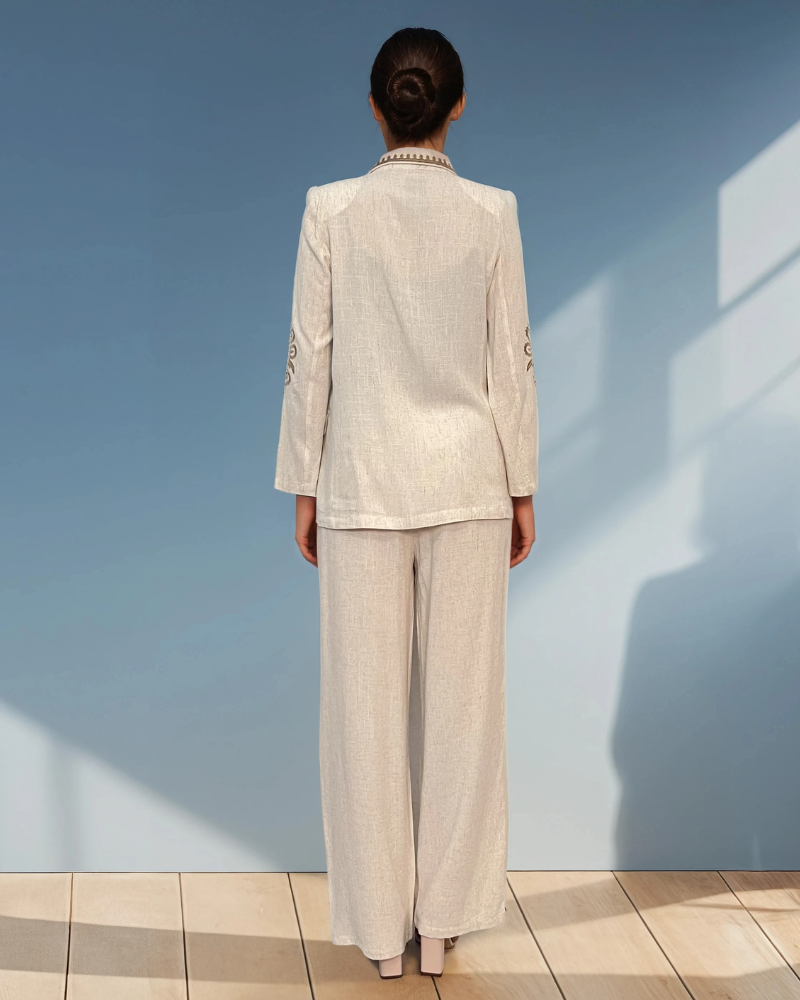 Pantaloni din vâscoză și in beige PR831