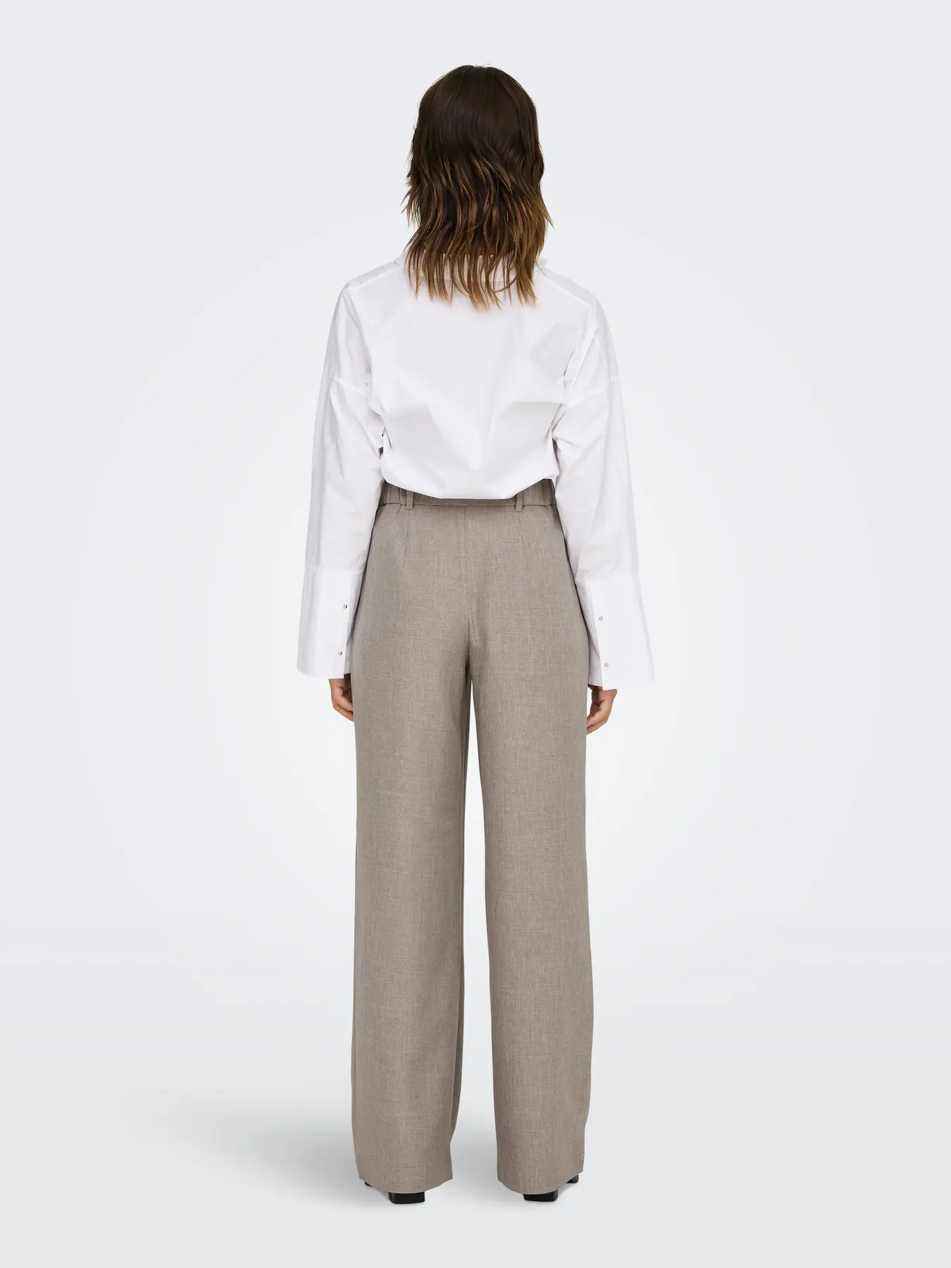 Pantaloni drepţi cu talie înaltă beige ONLY ON004