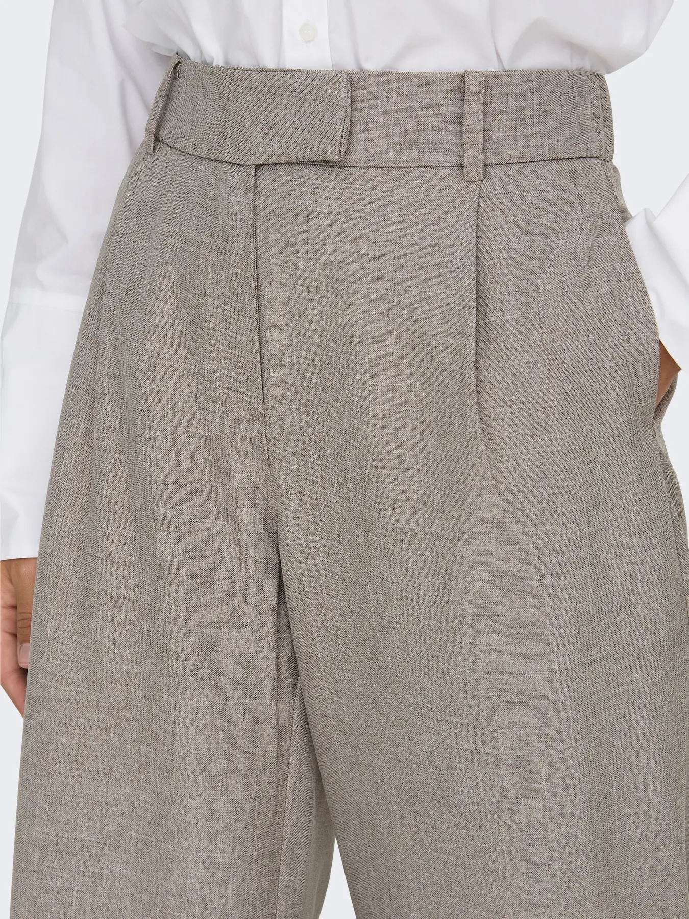 Pantaloni drepţi cu talie înaltă beige ONLY ON004