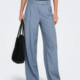 Pantaloni drepţi cu talie înaltă bleu ONLY ON004