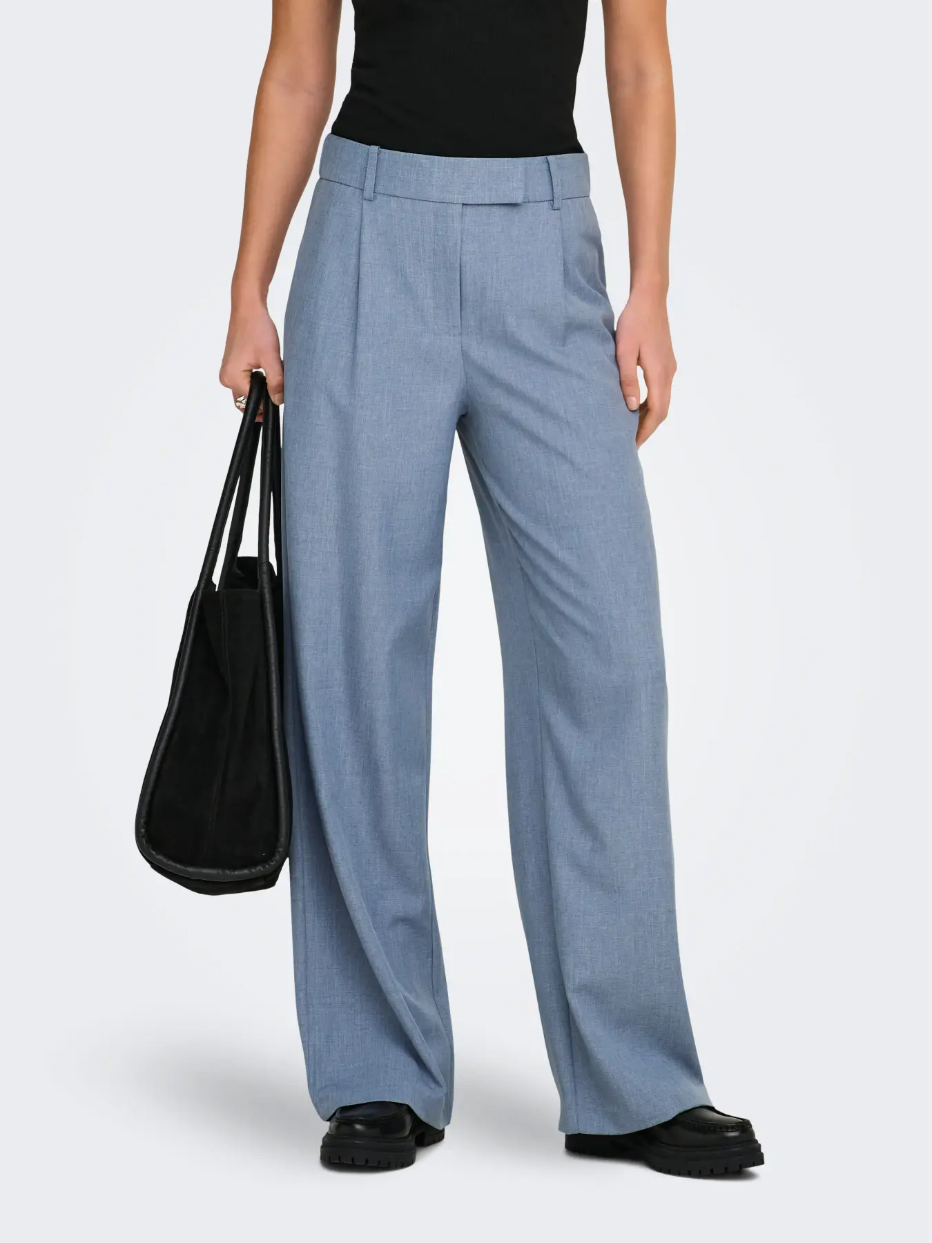 Pantaloni drepţi cu talie înaltă bleu ONLY ON004