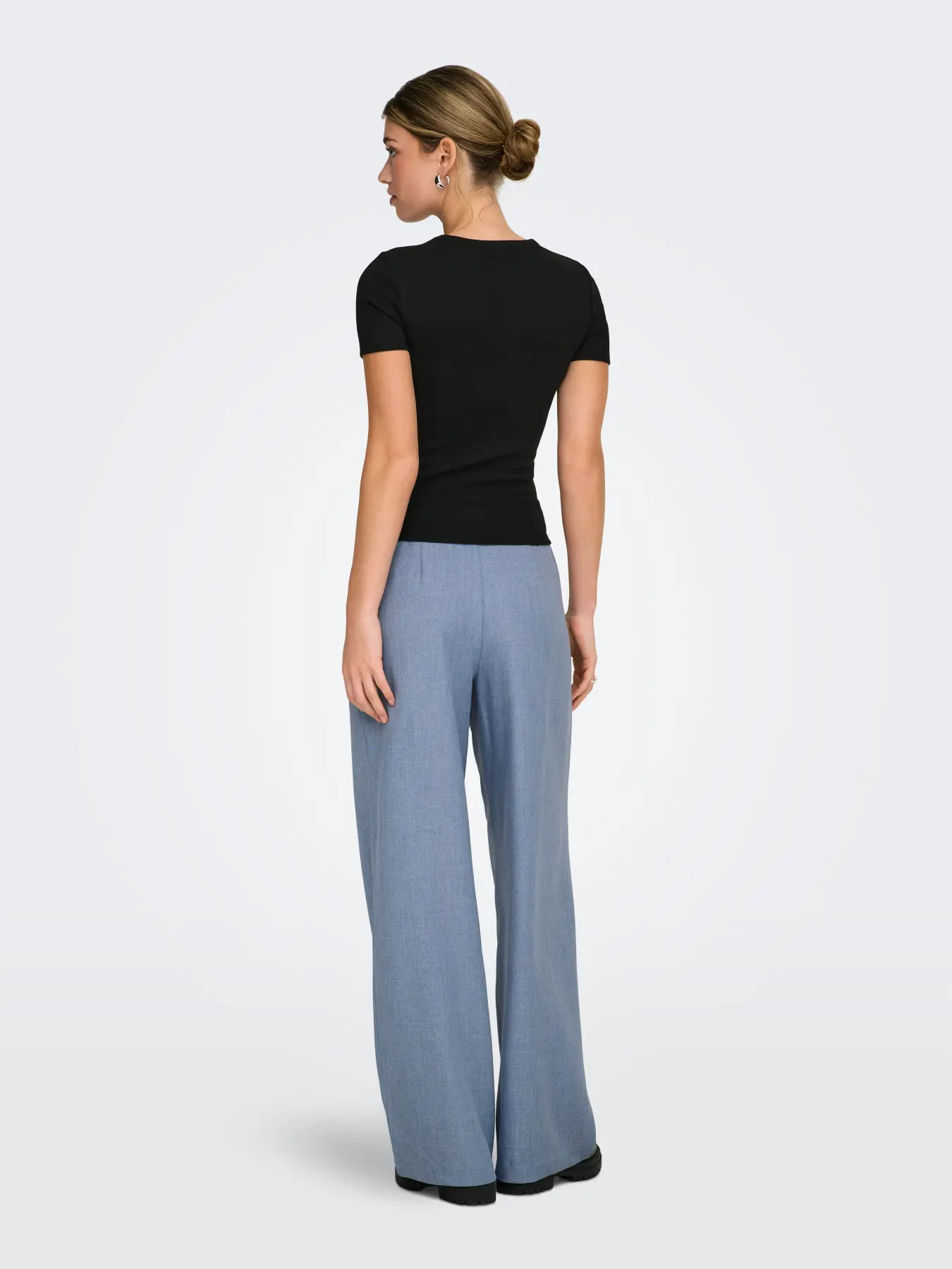 Pantaloni drepţi cu talie înaltă bleu ONLY ON004