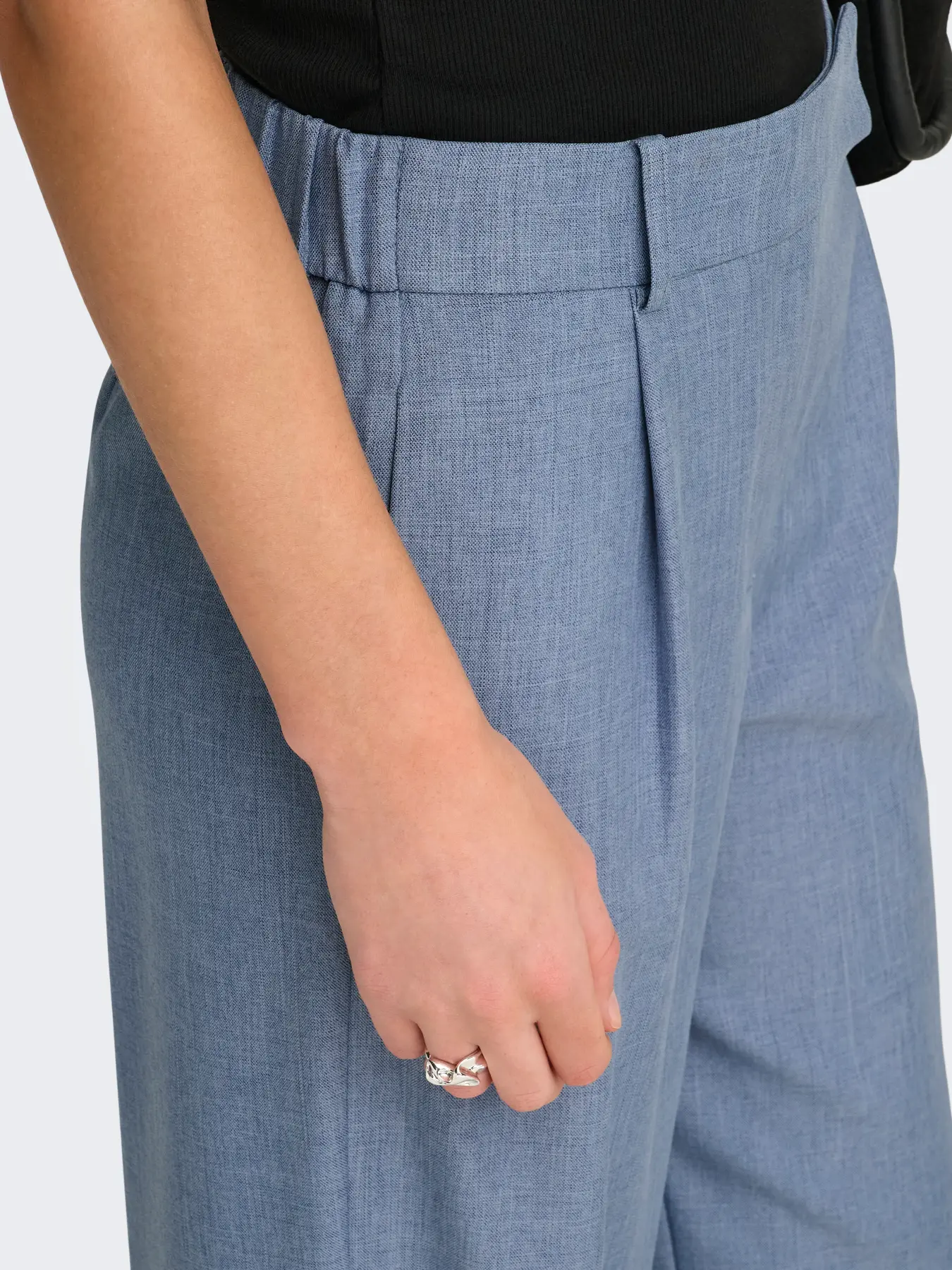Pantaloni drepţi cu talie înaltă bleu ONLY ON004