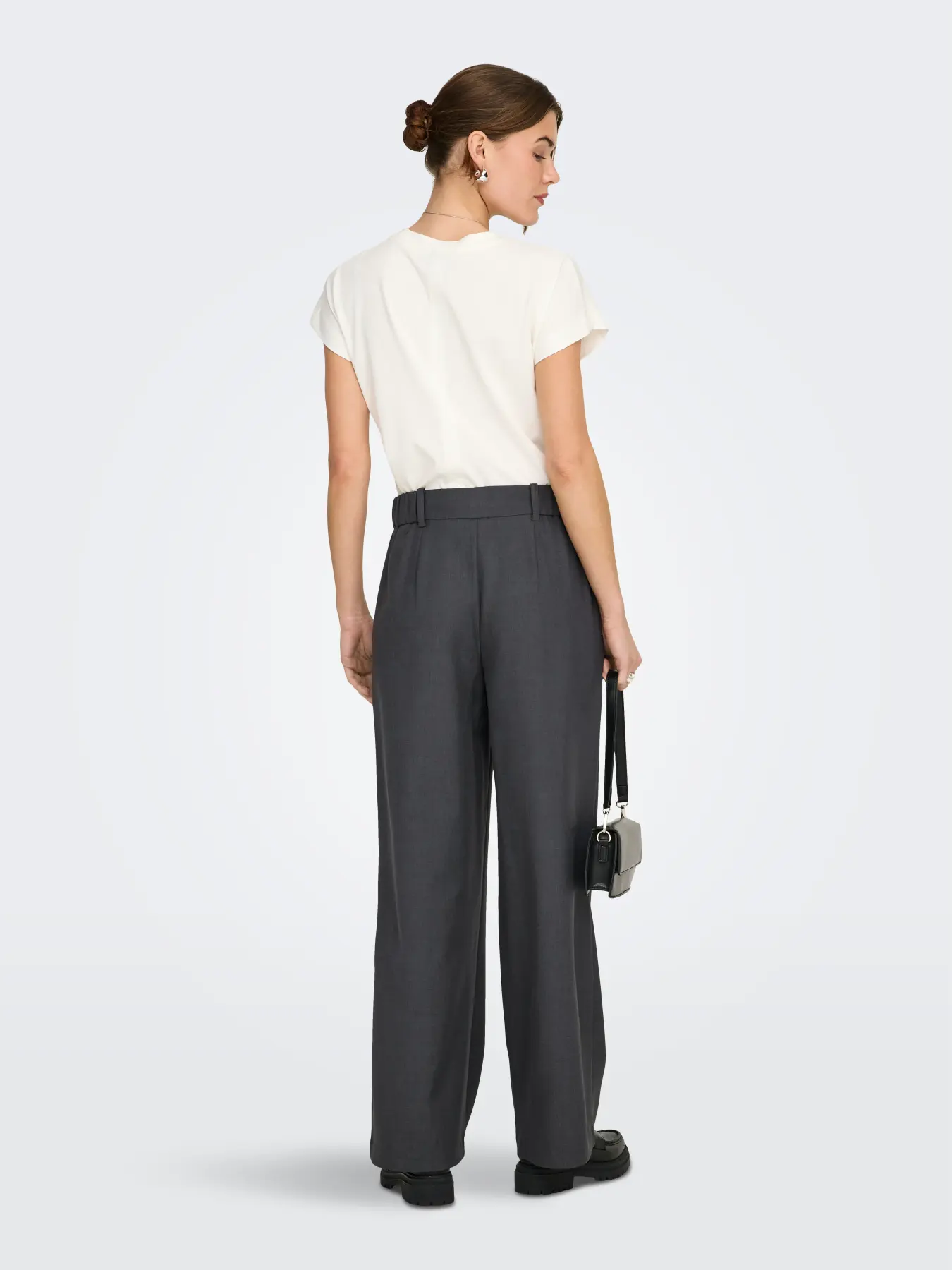 Pantaloni drepţi cu talie înaltă gri dark ONLY ON004