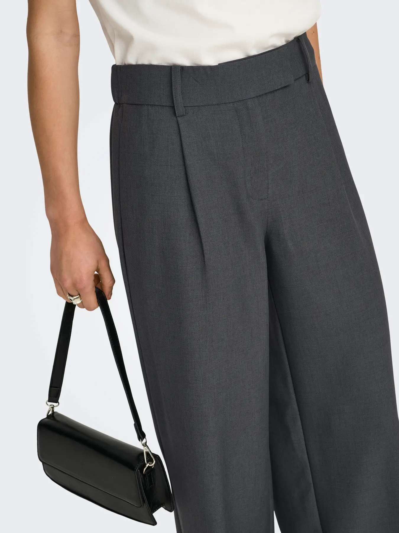 Pantaloni drepţi cu talie înaltă gri dark ONLY ON004