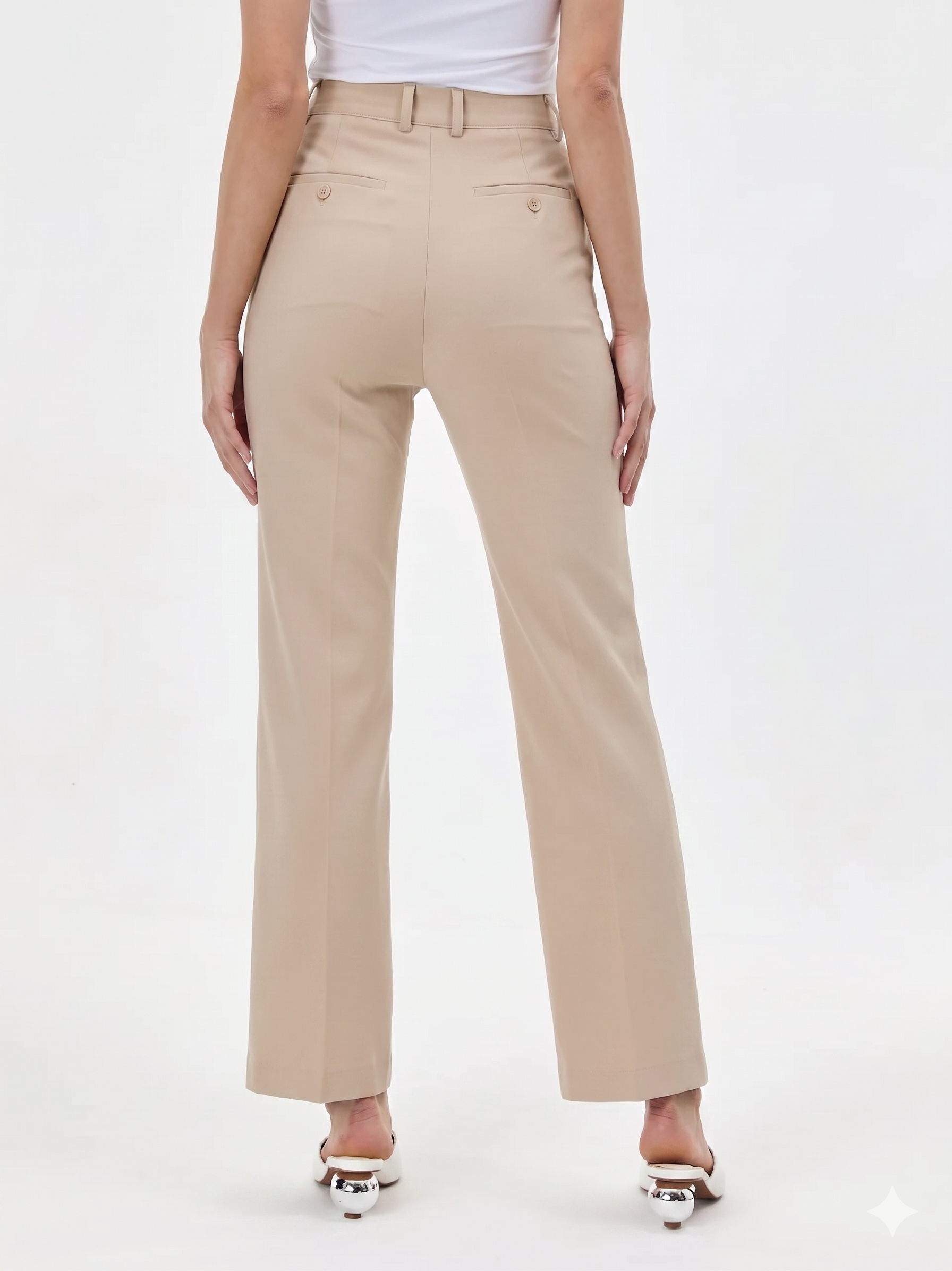 Pantaloni drepți din mix de vâscoză ORSAY beige ORS018
