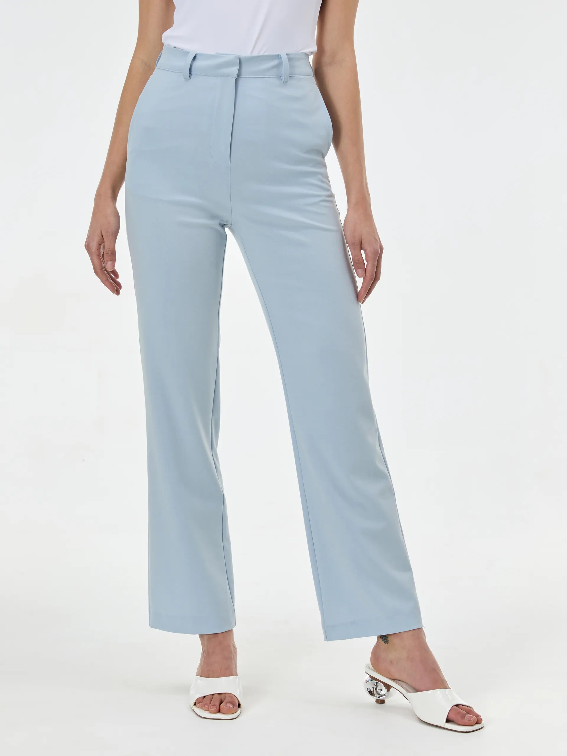 Pantaloni drepți din mix de vâscoză ORSAY bleu ORS018