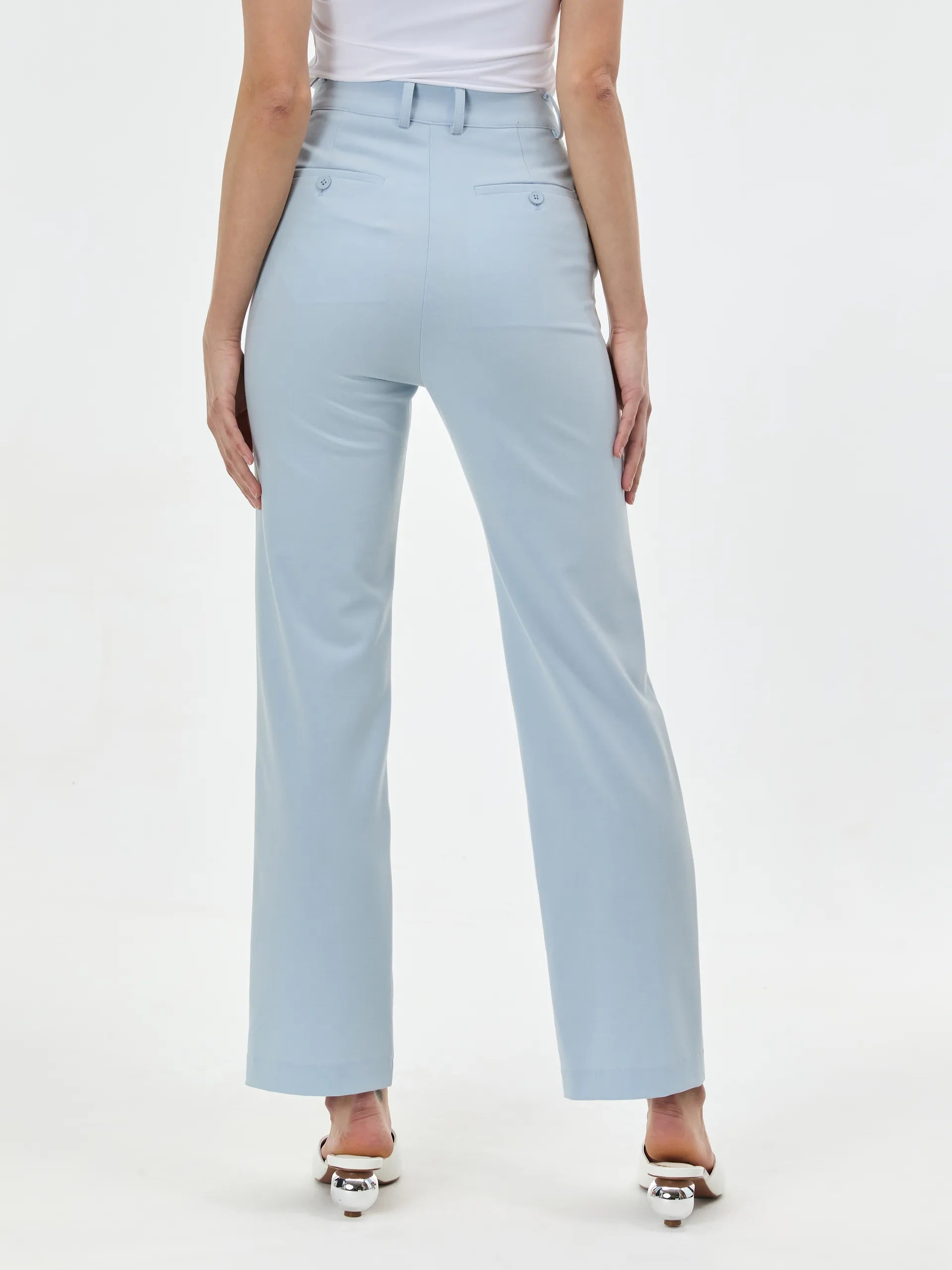Pantaloni drepți din mix de vâscoză ORSAY bleu ORS018