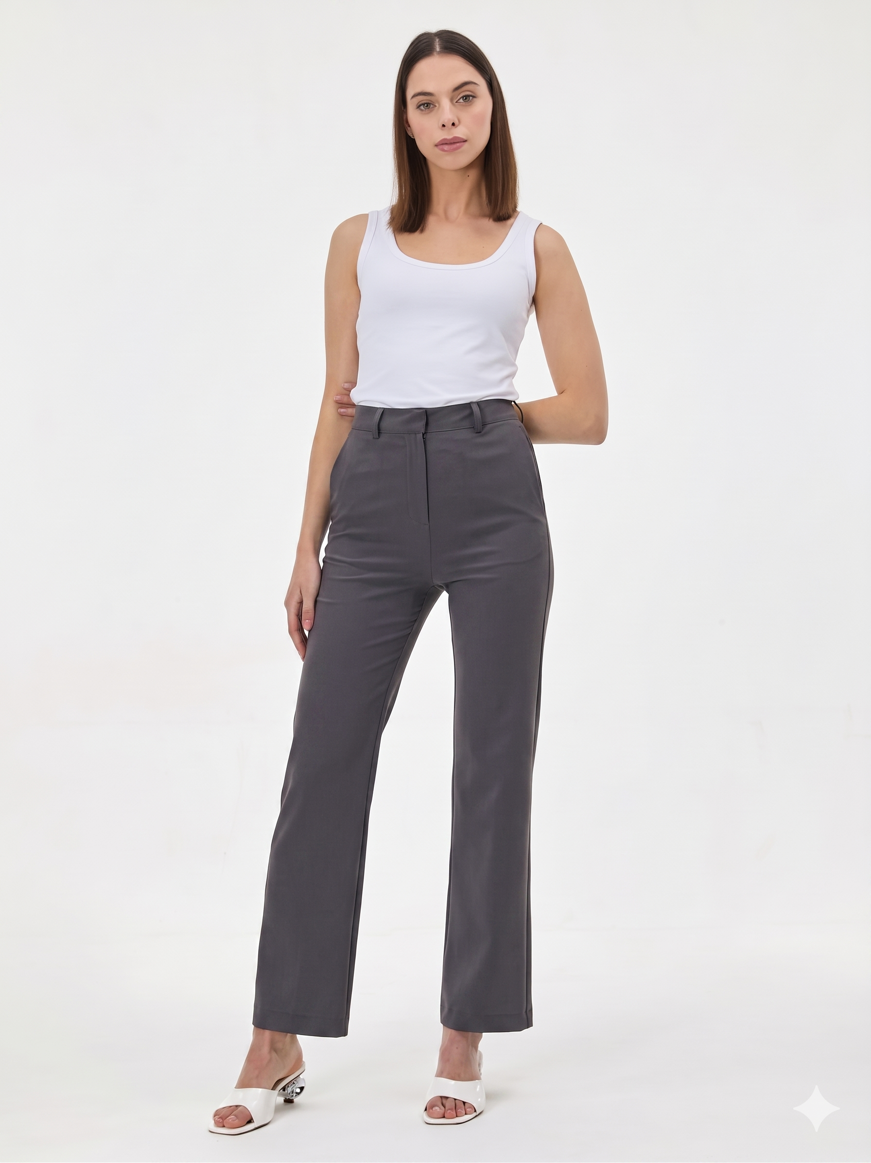 Pantaloni drepți din mix de vâscoză ORSAY gri/dark ORS018