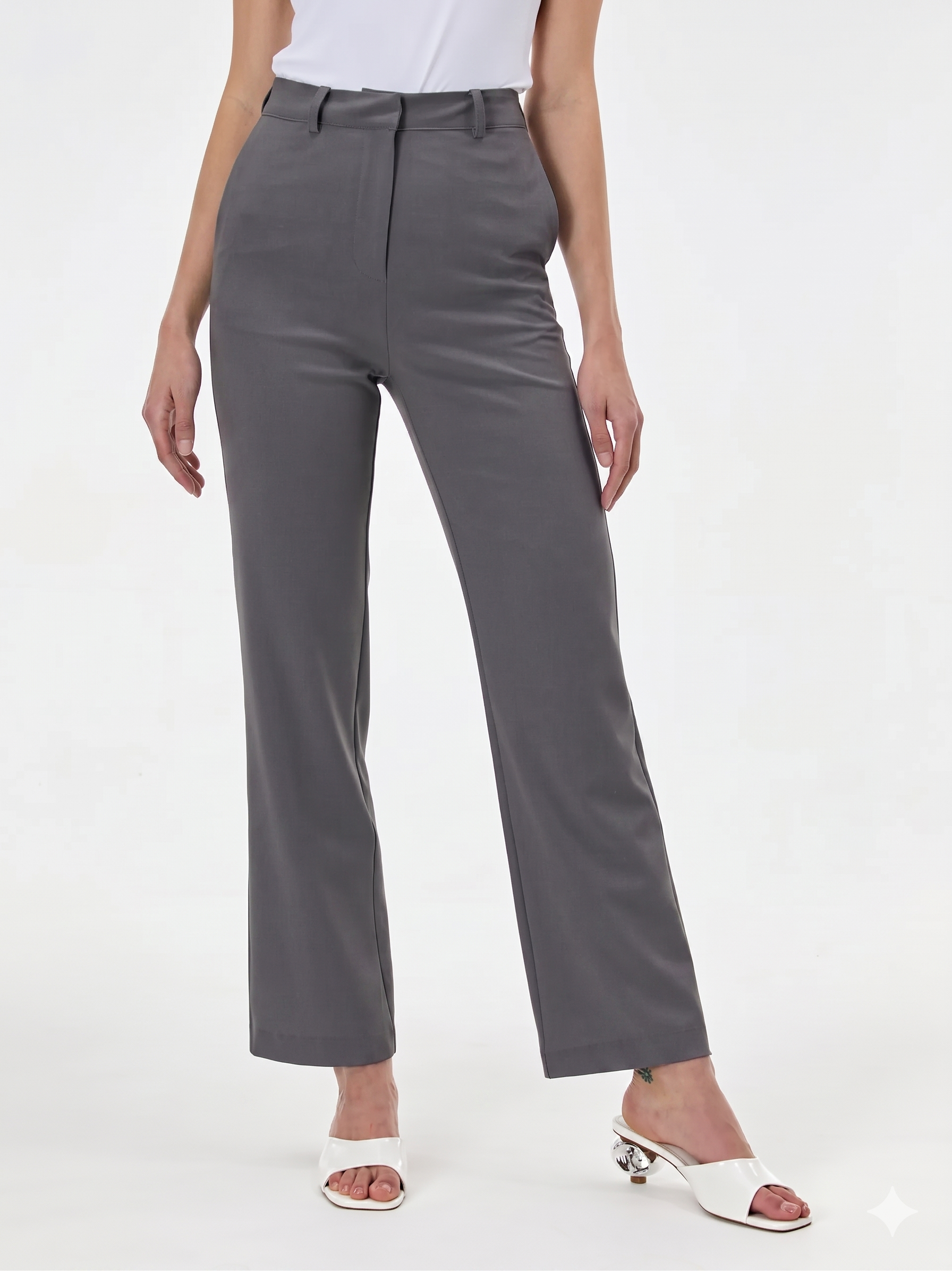 Pantaloni drepți din mix de vâscoză ORSAY gri/dark ORS018