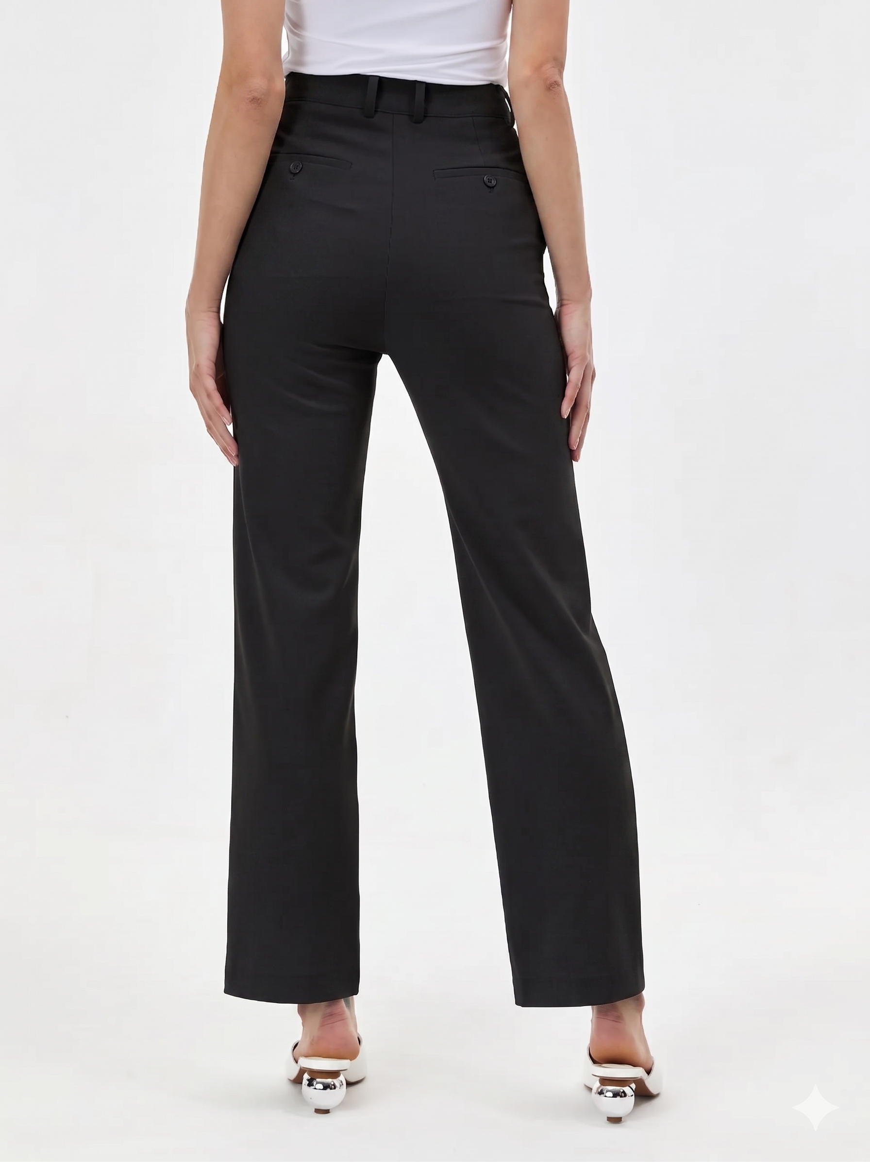 Pantaloni drepți din mix de vâscoză ORSAY negru ORS018