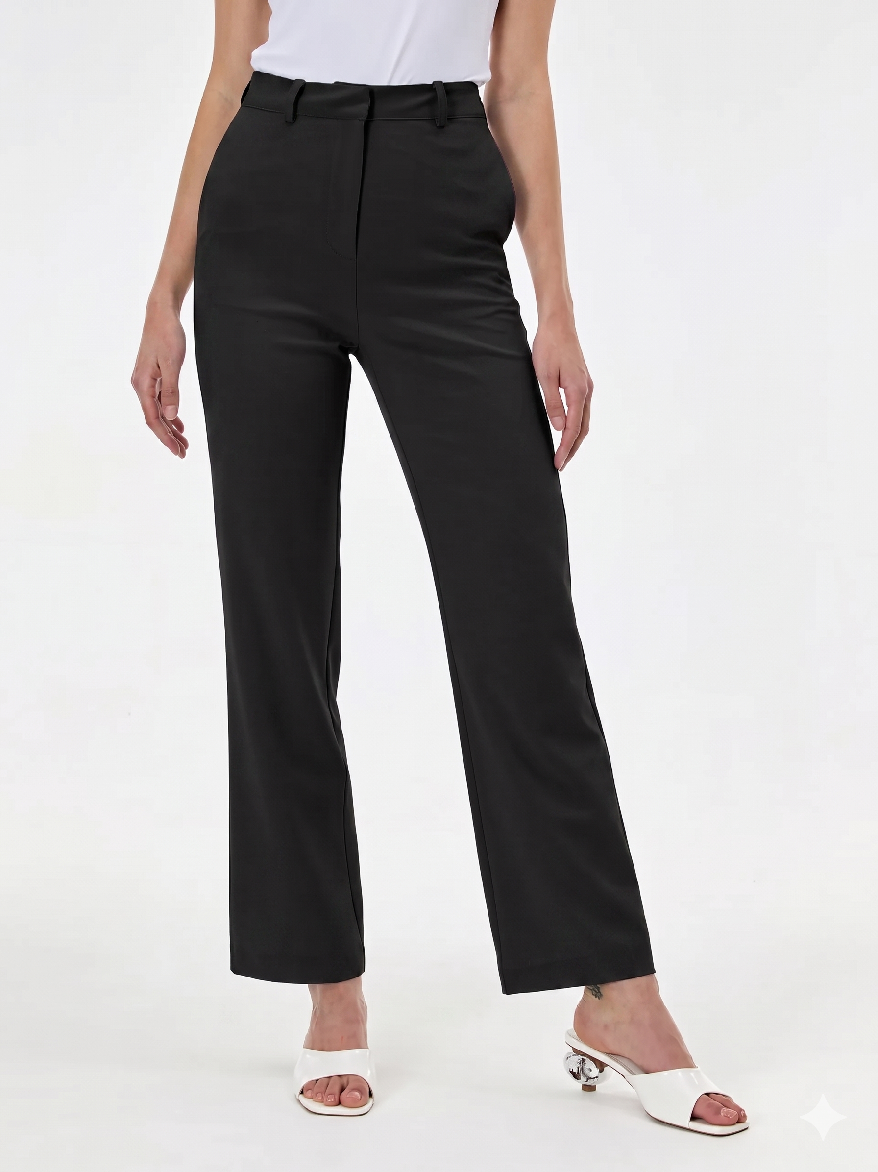 Pantaloni drepți din mix de vâscoză ORSAY negru ORS018