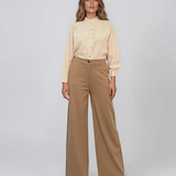 Pantaloni eleganți largi cu croială clasică beige HL226