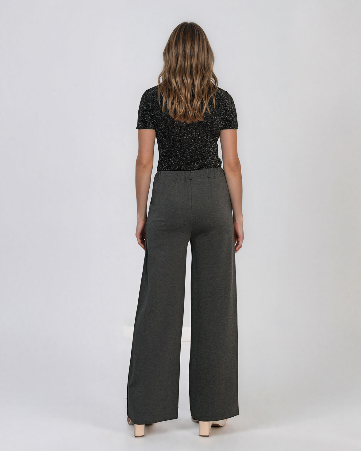 Pantaloni eleganți largi cu croială clasică gri HL226