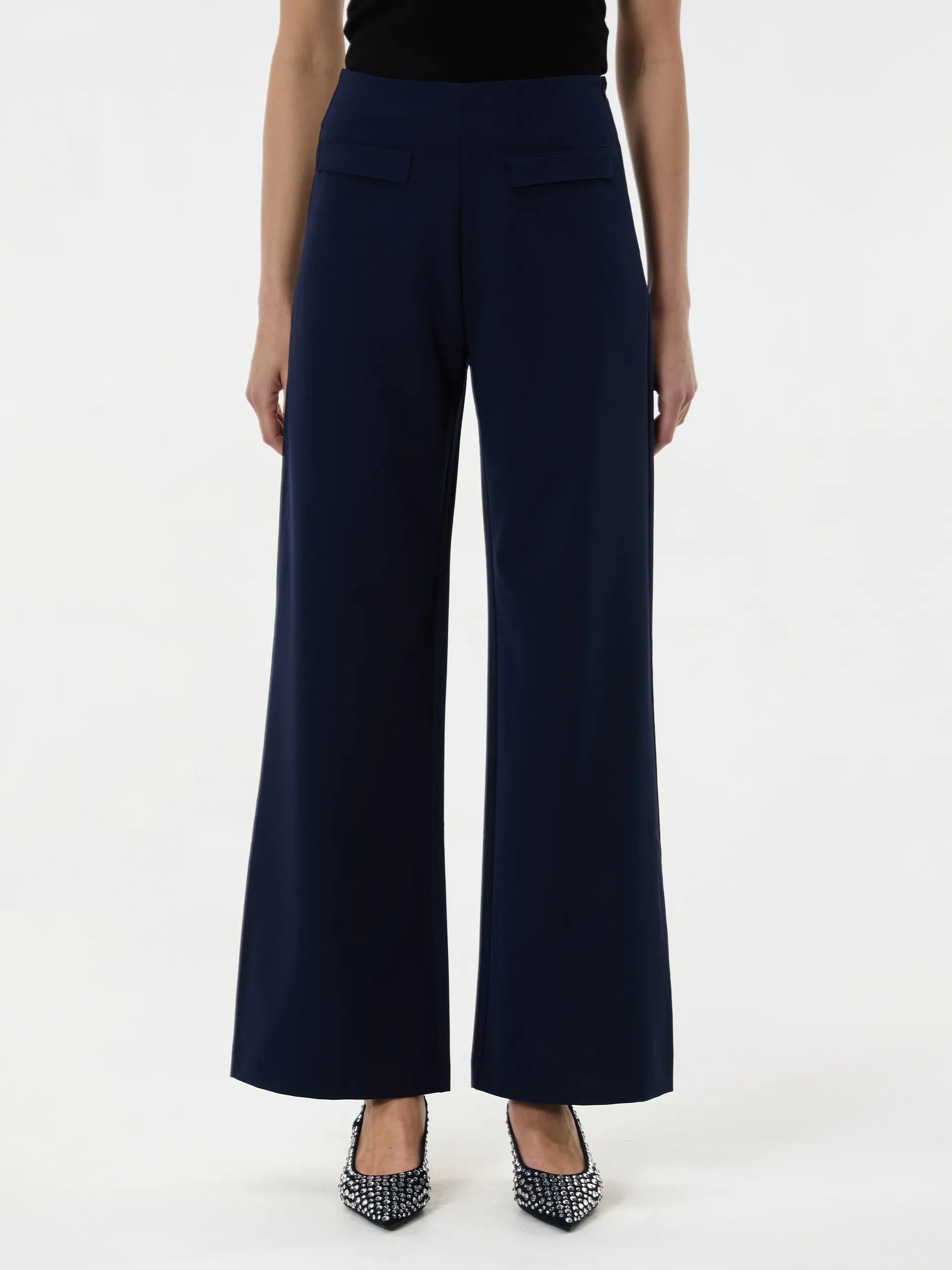Pantaloni evazați cu clapetă buzunare ORSAY bleumarin ORS013