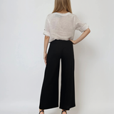 Pantaloni evazați cu fermoar și buzunare negru 