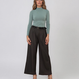 Pantaloni largi melanj cu pense negru PN090
