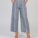 Pantaloni lungi din bumbac cu motive tradiționale aqua HL124