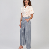 Pantaloni lungi din bumbac cu motive tradiționale aqua HL124