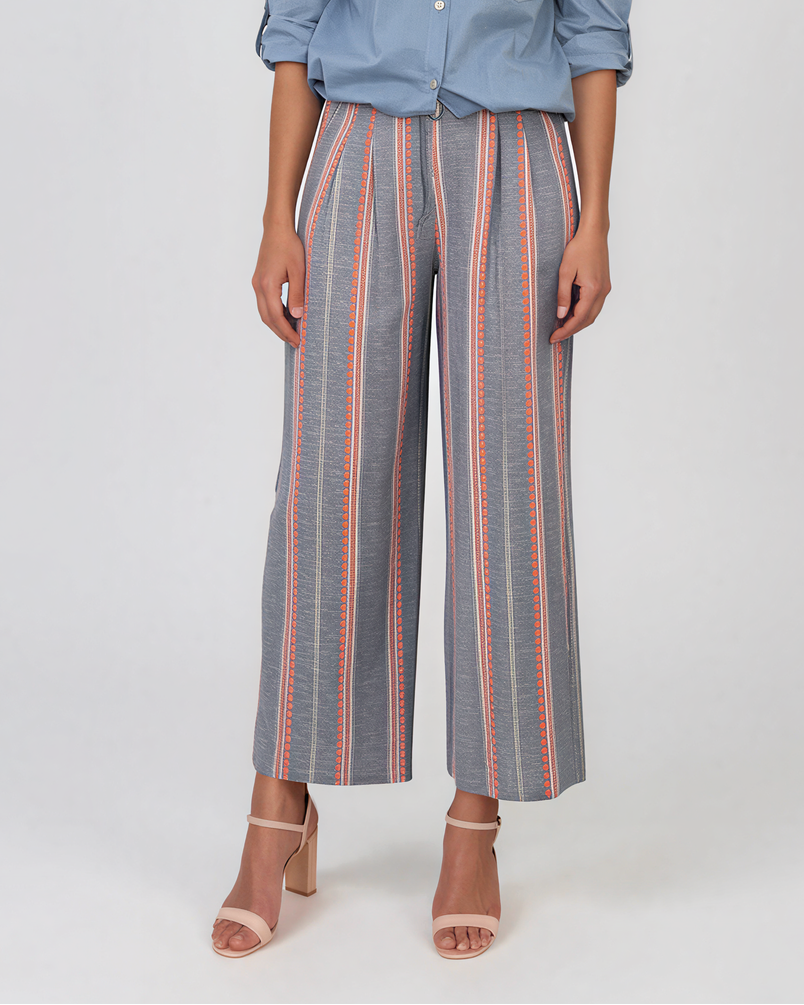 Pantaloni lungi din bumbac cu motive tradiționale portocaliu HL124