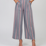 Pantaloni lungi din bumbac cu motive tradiționale roz HL124